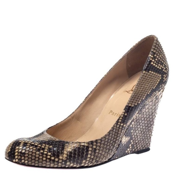 Christian Louboutin Python Snake Leather Ron Ron Wedge Pumps  Heels Shoes - Picture 13 of 13